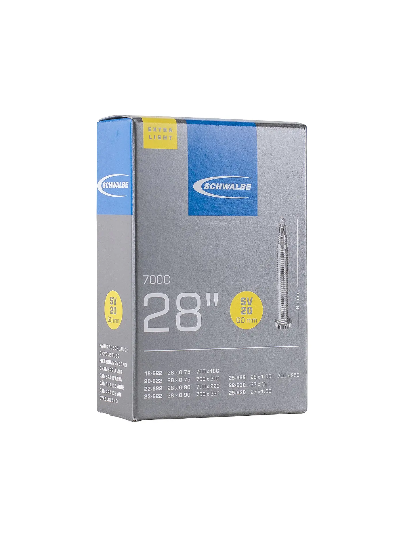 SCHWALBE | Fahrradschlauch Nr.20 Extra Light SV60 (28"/700C) | 